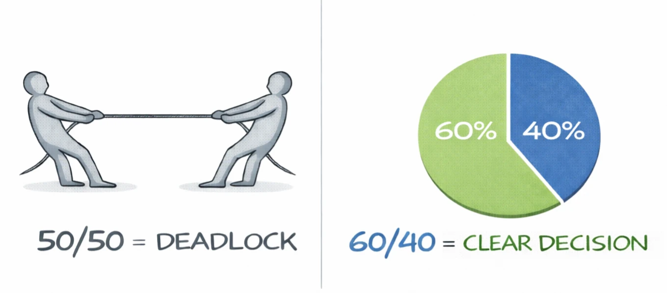 Comparison of 50/50 vs 60/40 equity splits
