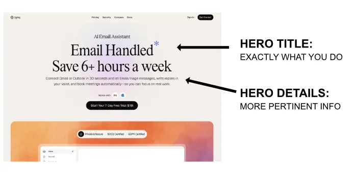 Hero Title and Subtext