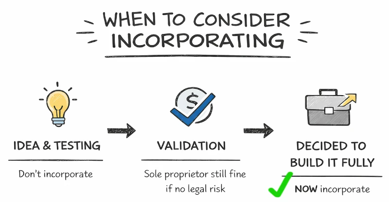Timeline showing when to incorporate your business